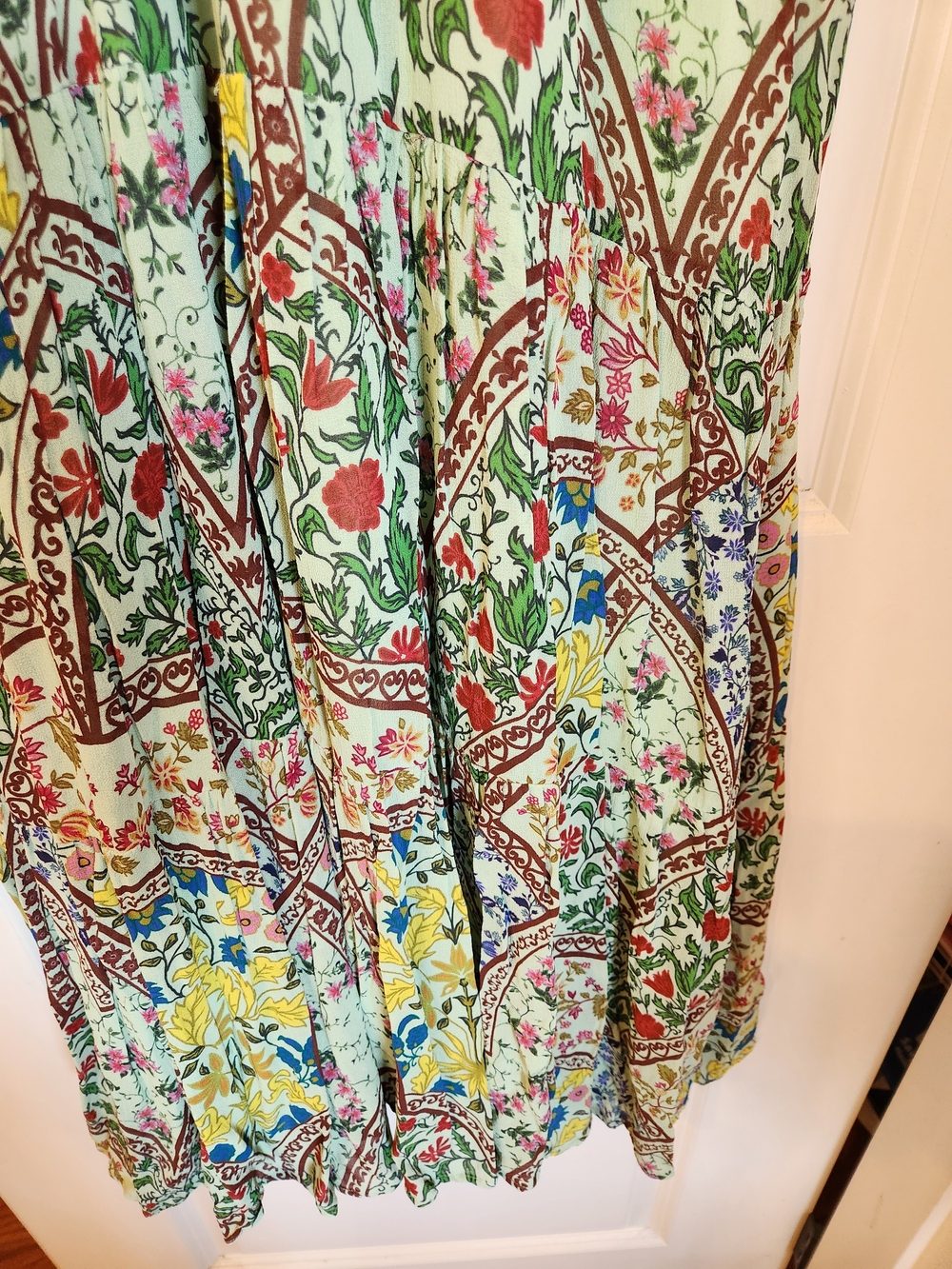 Anthropologie The Somerset Maxi Dress Halter Edition Green Motif Size XL Lined - Picture 7 of 15